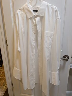 Rochester 4XB White Men's Dress Shirt French Cuffs 100% Egyptian Cotton Like New